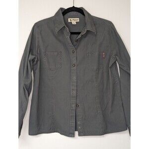 Dri Duck for Her Long Sleeve Shirt Size L Cotton Button Up Top Outdoors Gray